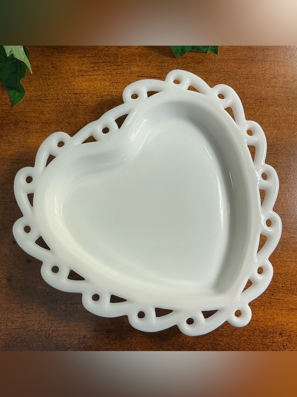 Vintage Westmoreland Heart Shaped White Milk Glass